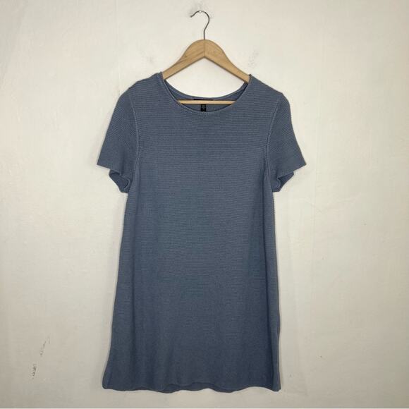 Eileen Fisher Organic Cotton Linen Round Neck Tunic Top Pale Blue Size Small - Picture 2 of 10